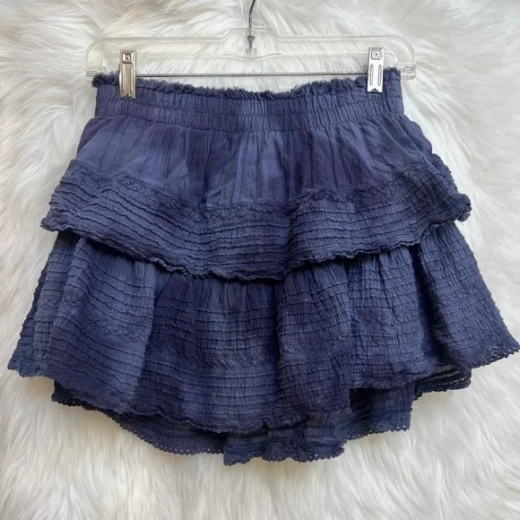 AERIE Rock N’ Ruffle navy blue mini skirt size medium - Picture 5 of 5